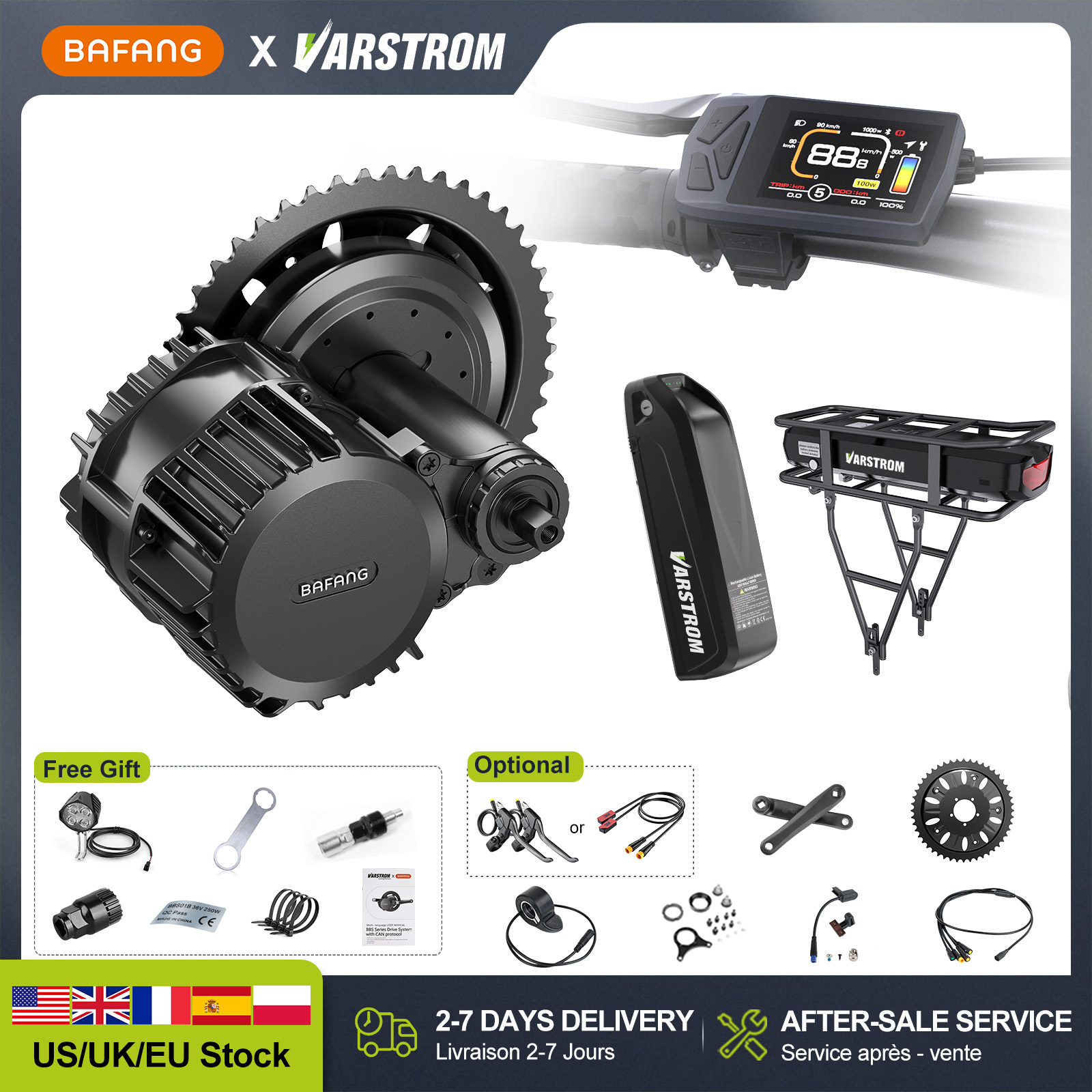 Bafang Bbshd 1000W Conversion Kit - มอเตอร์ขับเคลื่อนกลาง Bafang 48V และชุดแปลงจักรยานไฟฟ้าพร้อมแบตเตอรี่ รุ่นดั้งเดิม BBS02B