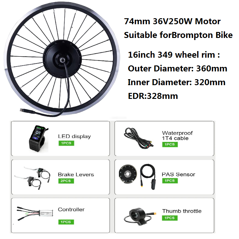 Ebike Conversion Kit 72V 3000W - ชุดแปลงจักรยาน Brompton เป็นจักรยานไฟฟ้า DIY ชุดมอเตอร์จักรยานไฟฟ้า แบตเตอรี่