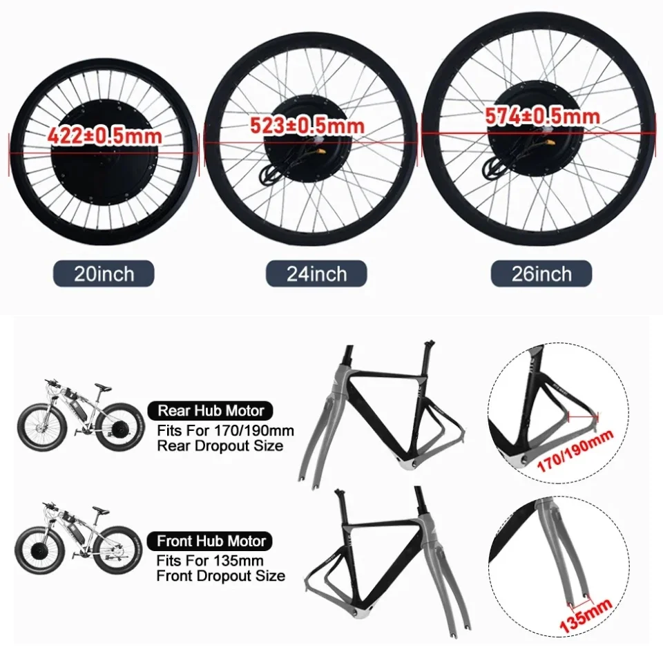 ชุดแปลงจักรยานหิมะ 72V 3000W ล - Ebike Conversion Kit 72V 3000W บทวิจารณ์และราคา