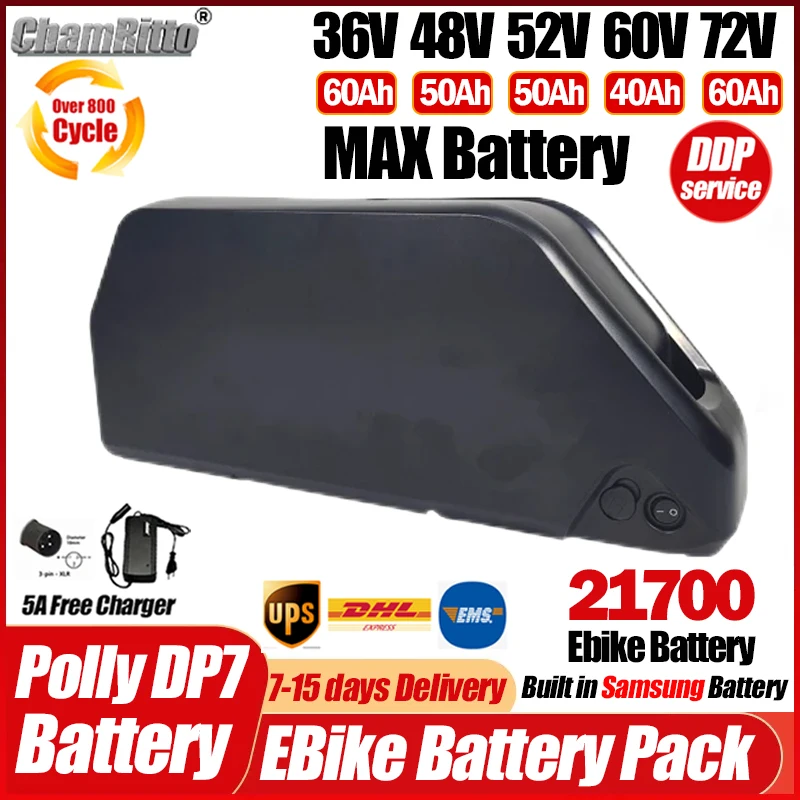 แบตเตอรี่ Cham 36 60 52v 48v 7 - Ebike Battery 48V 20Ah Hailong บทวิจารณ์และราคา